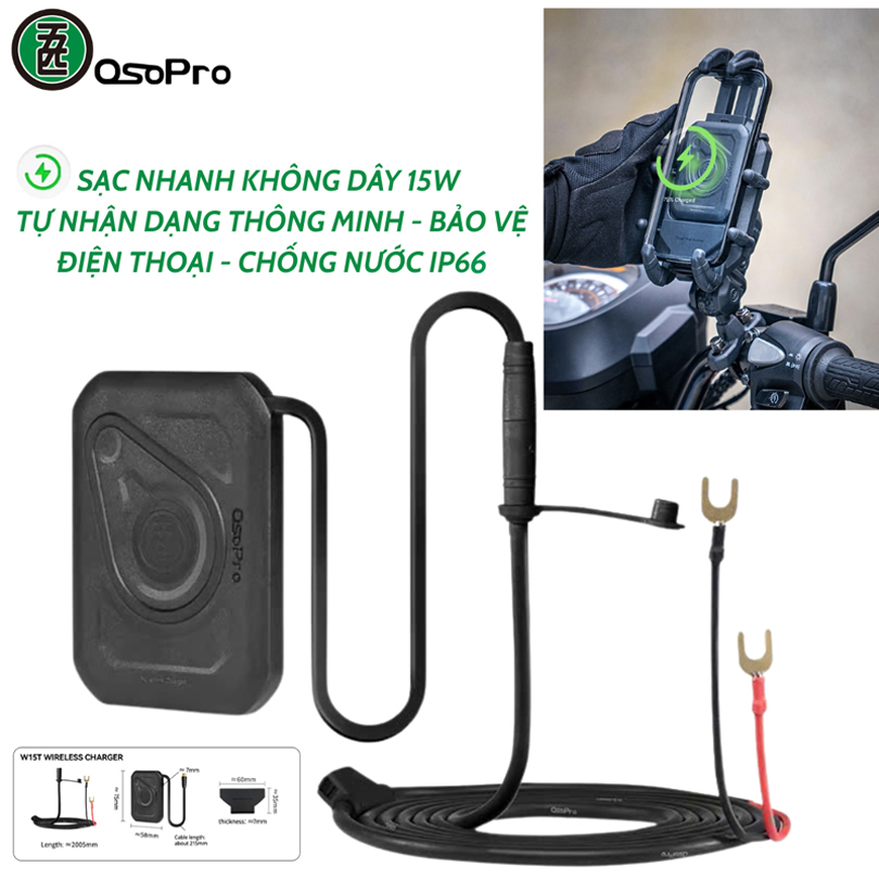 Sạc không dây OSOPRO W15T chính hãng - Chống Nước IP67